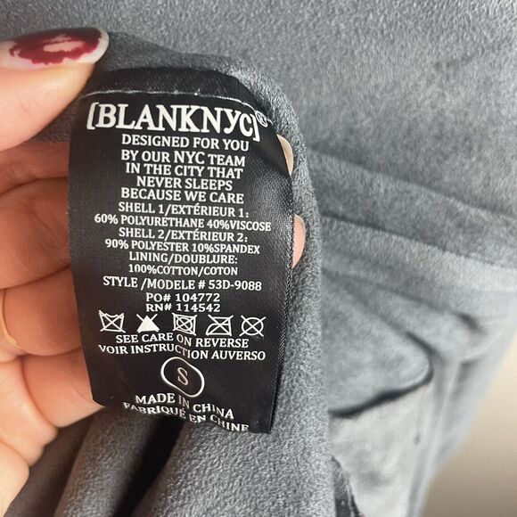 Anthropologie BlankNYC Size Small Gray Draped Faux Suede And Zip Leather Jacket - Picture 10 of 12